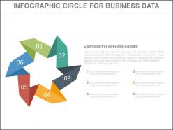 View six staged infographics circle for business data flat powerpoint design