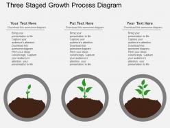View three staged growth process diagram flat powerpoint design