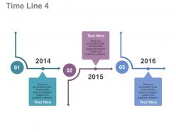 View three staged linear timeline for year based analysis flat powerpoint design