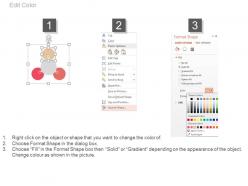 View three staged venn diagram for team management analysis flat powerpoint design