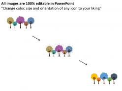 View trees with education and technology icons flat powerpoint design