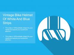 Vintage bike helmet of white and blue strips