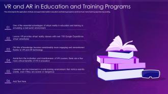 Virtual and augmented reality it vr and ar in education and training programs