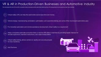 Virtual and augmented reality it vr and ar in production driven businesses and automotive