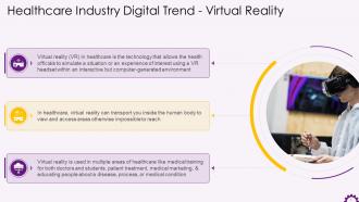 Virtual Reality Applications In Healthcare Industry Training Ppt