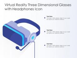 Virtual reality three dimensional glasses with headphones icon