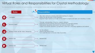 Virtual Roles And Responsibilities For Crystal Methodology Ppt Designs