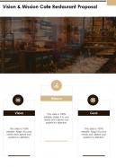 Vision And Mission Cafe Restaurant Proposal One Pager Sample Example Document