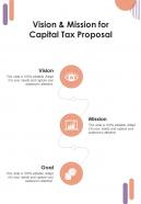 Vision And Mission For Capital Tax Proposal One Pager Sample Example Document