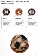 Vision And Mission For Coffee Shop Market Research Proposal One Pager Sample Example Document