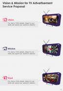 Vision And Mission For Tv Advertisement Service Proposal One Pager Sample Example Document