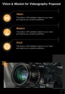 Vision And Mission For Videography Proposal One Pager Sample Example Document