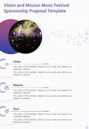 Vision And Mission Music Festival Sponsorship Proposal Template One Pager Sample Example Document