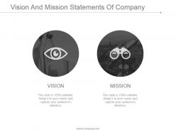 Vision and mission statements of company presentation images