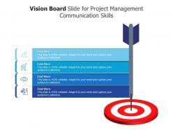 Vision board slide for project management communication skills infographic template