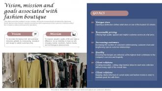 Vision Goals Associated With Fashion Boutique Clothing And Fashion Brand Business Plan BP SS
