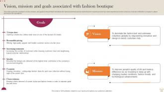Vision Mission And Goals Associated With Fashion Visual Merchandising Business Plan BP SS