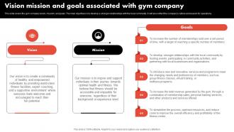 Vision Mission And Goals Associated With Gym And Fitness Center Business Model