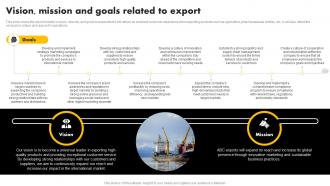 Vision Mission And Goals Related To Export Exporting Venture Business Plan BP SS