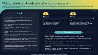 Vision Mission And Goals Related To Real Estate Agency Real Estate Brokerage BP SS
