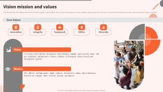Vision Mission And Values Digital Software Tools Company Profile Ppt Gallery Information