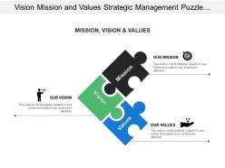 Vision mission and values strategic management puzzle pieces graphic