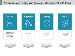 Vision mission quality and strategic management with icons