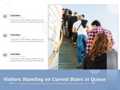 Visitors standing on curved stairs in queue