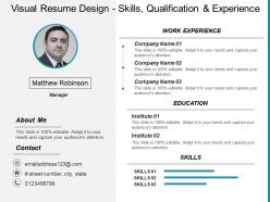 Visual resume design skills qualification and experience