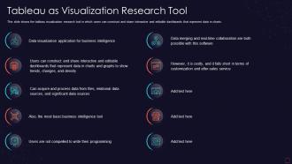 Visualization research it tableau as visualization research tool