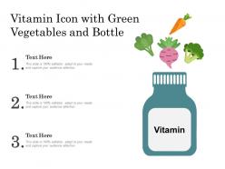 Vitamin icon with green vegetables and bottle