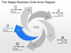 Vj five staged business circle arrow diagram powerpoint template