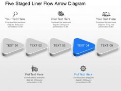 Vl five staged liner flow arrow diagram powerpoint template