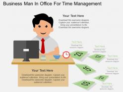 Vn business man in office for time management flat powerpoint design