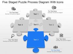 Vn five staged puzzle process diagram with icons powerpoint template