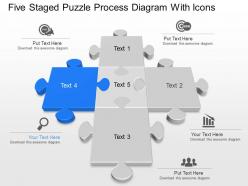 Vn five staged puzzle process diagram with icons powerpoint template