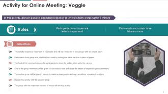 Voggle Activity For Online Meeting In Business Communication Training Ppt