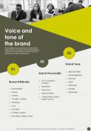 Voice And Tone Of The Brand Playbook One Pager Sample Example Document