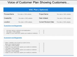 Voice Of Customer Plan Showing Customers And Segments
