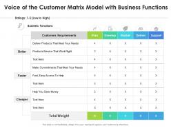 Voice Of The Customer Matrix Model With Business Functions