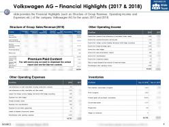 Volkswagen ag financial highlights 2017-2018
