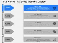 Vp five vertical text boxes workflow diagram powerpoint template