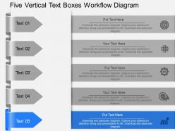Vp five vertical text boxes workflow diagram powerpoint template