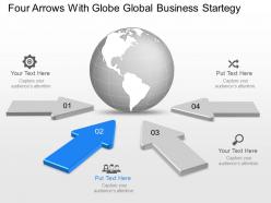Vq four arrows with globe global business strategy powerpoint template