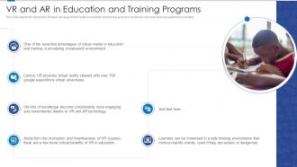 Vr and ar in education and training programs ppt powerpoint presentation outline designs