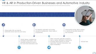 Vr and ar in production driven businesses and automotive industry ppt outline example