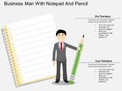 Vr business man with notepad and pencil flat powerpoint design