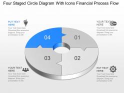 Vt four staged circle diagram with icons financial process flow powerpoint template