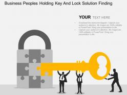 Vu business peoples holding key and lock solution finding flat powerpoint design