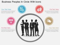 Vv business peoples in circle with icons flat powerpoint design